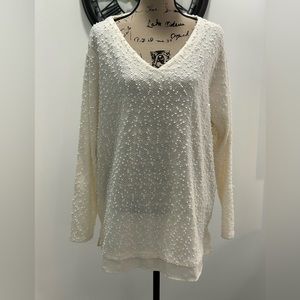 Apt 9 woman 2X cream sparkly popcorn stitch v-neck sweater